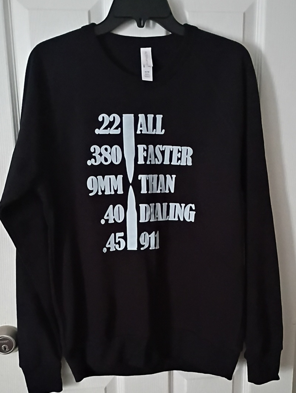 Alternative Black Crewneck Sweatshirt with White Ammo Graphic